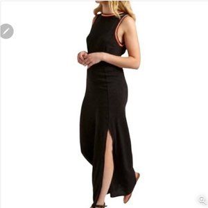 FREE PEOPLE Sabrina Black Cotton Knit Open Back Maxi Dress Boho - S